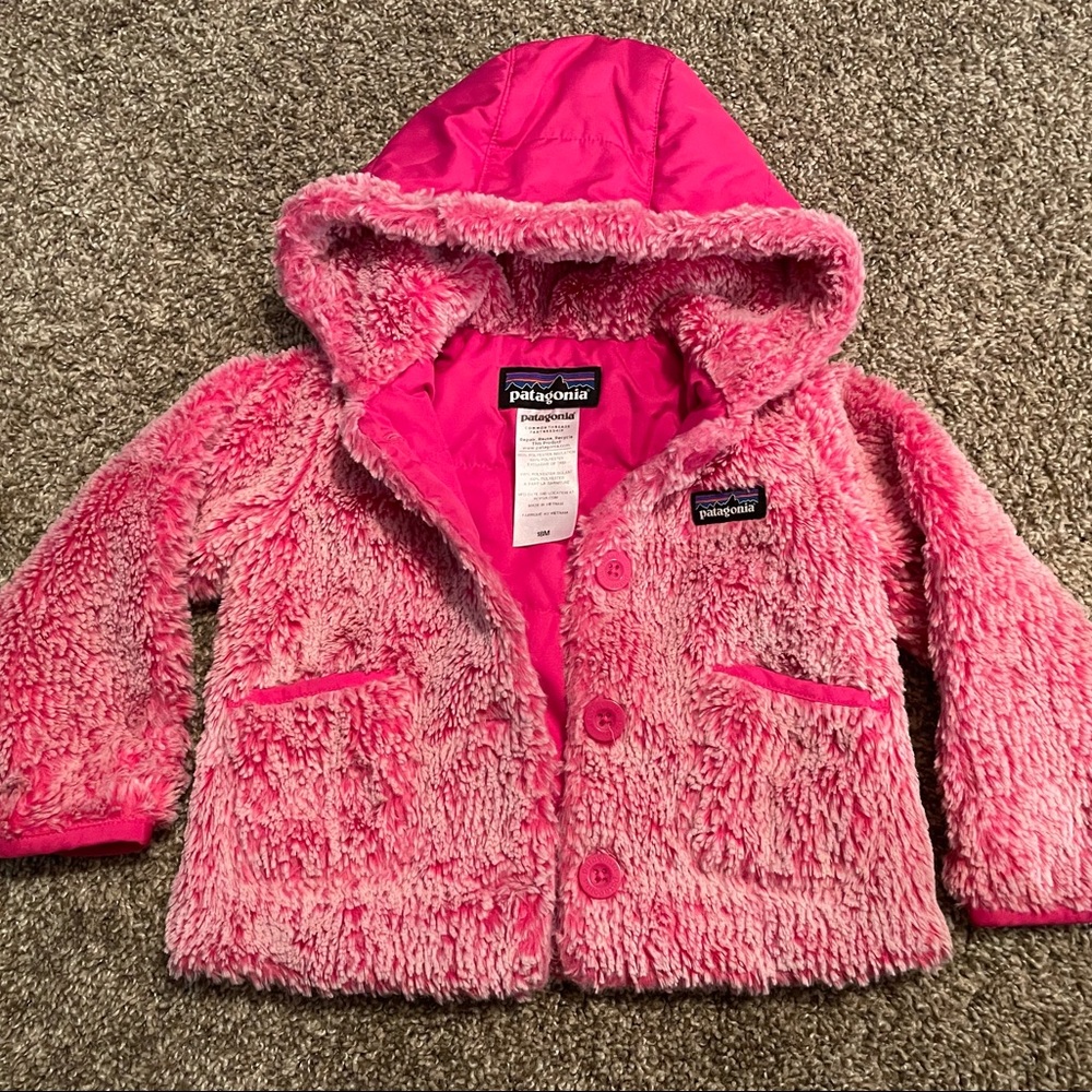Patagonia pink faux fur jacket
